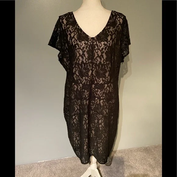 chinese dress ladies Lane Bryant Light Blue Lace Mini Dress 16 – Curvy Thrift Co main image 1